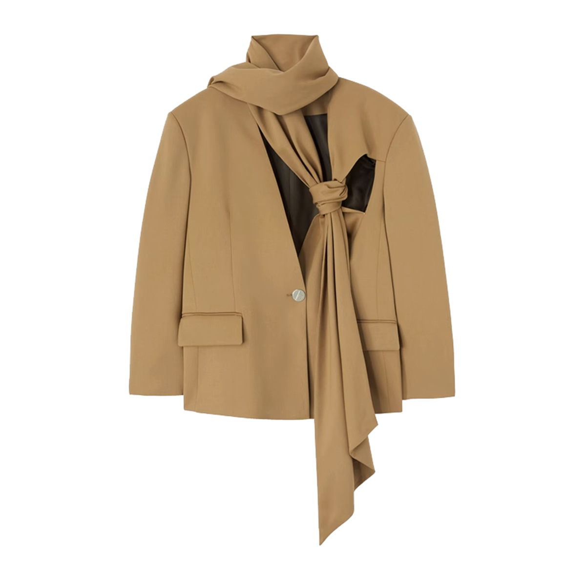 European and American style two-piece women's 23 autumn and winter New scarf-style cut profile suit jacket high waist casual pants suit