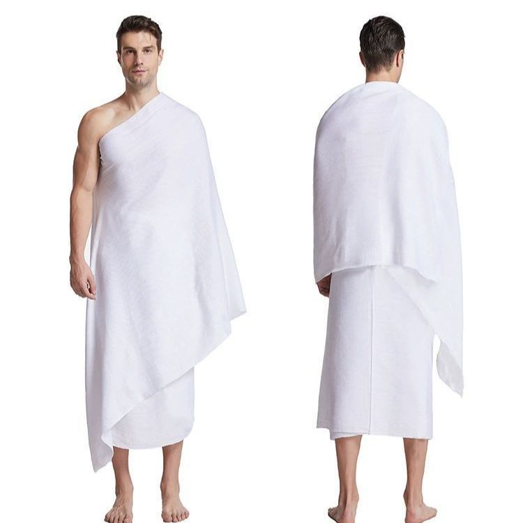 Longley Cross-border Hijah Towel Ihram Hajj Towel White Tassel Cotton Muslim Ringback Hijah Towel