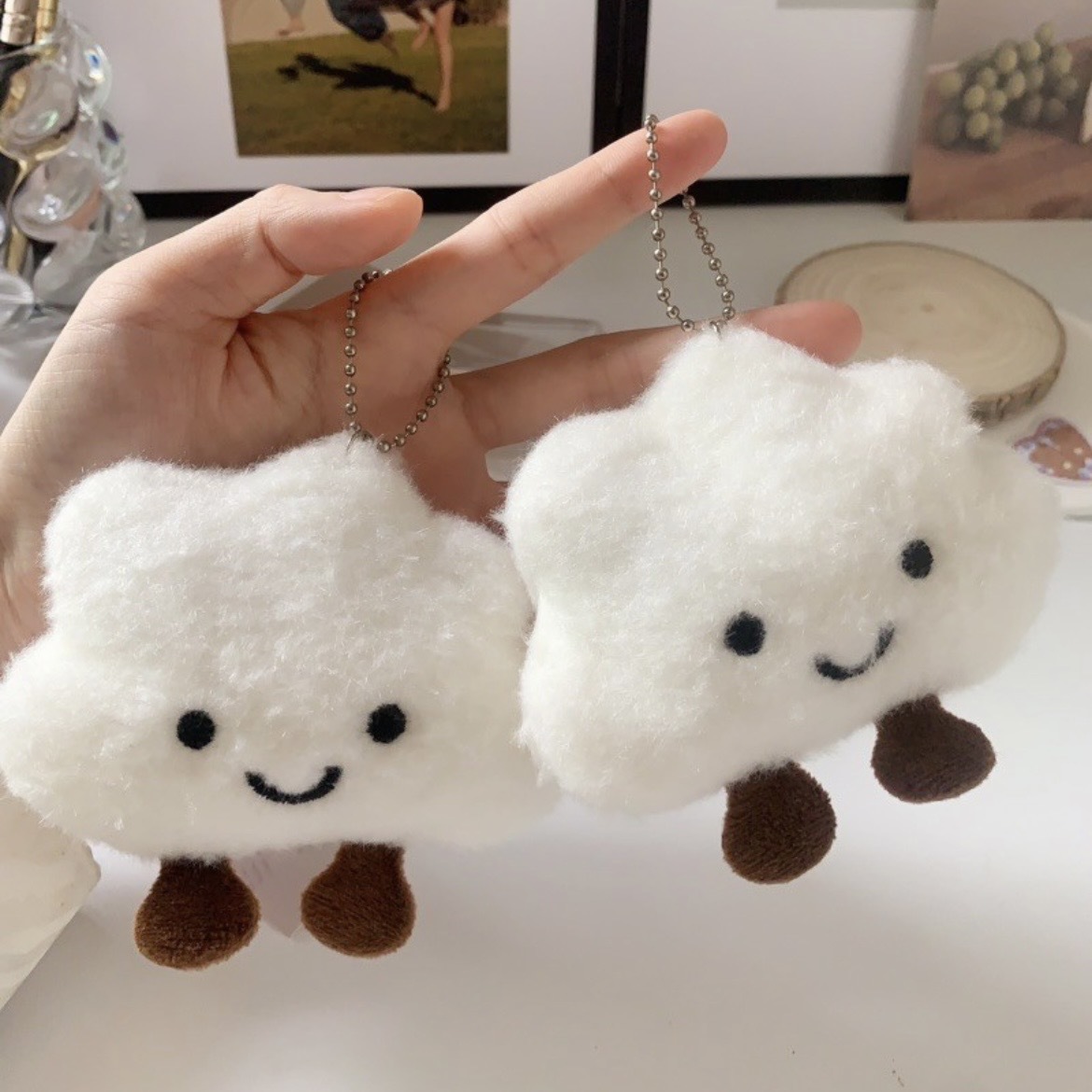 Plush cloud doll chain keychain super cute doll schoolbag pendant student girl heart super cute accessories