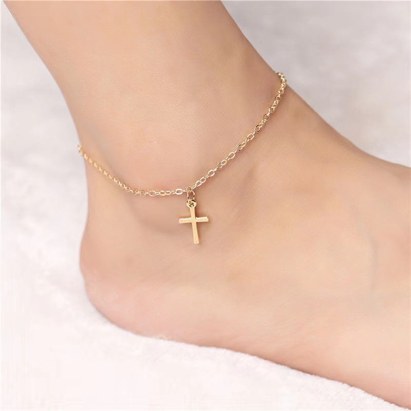 Europe and the United States foreign trade hot foot decoration summer personality versatile popular anklet women's simple cross anklet fashion