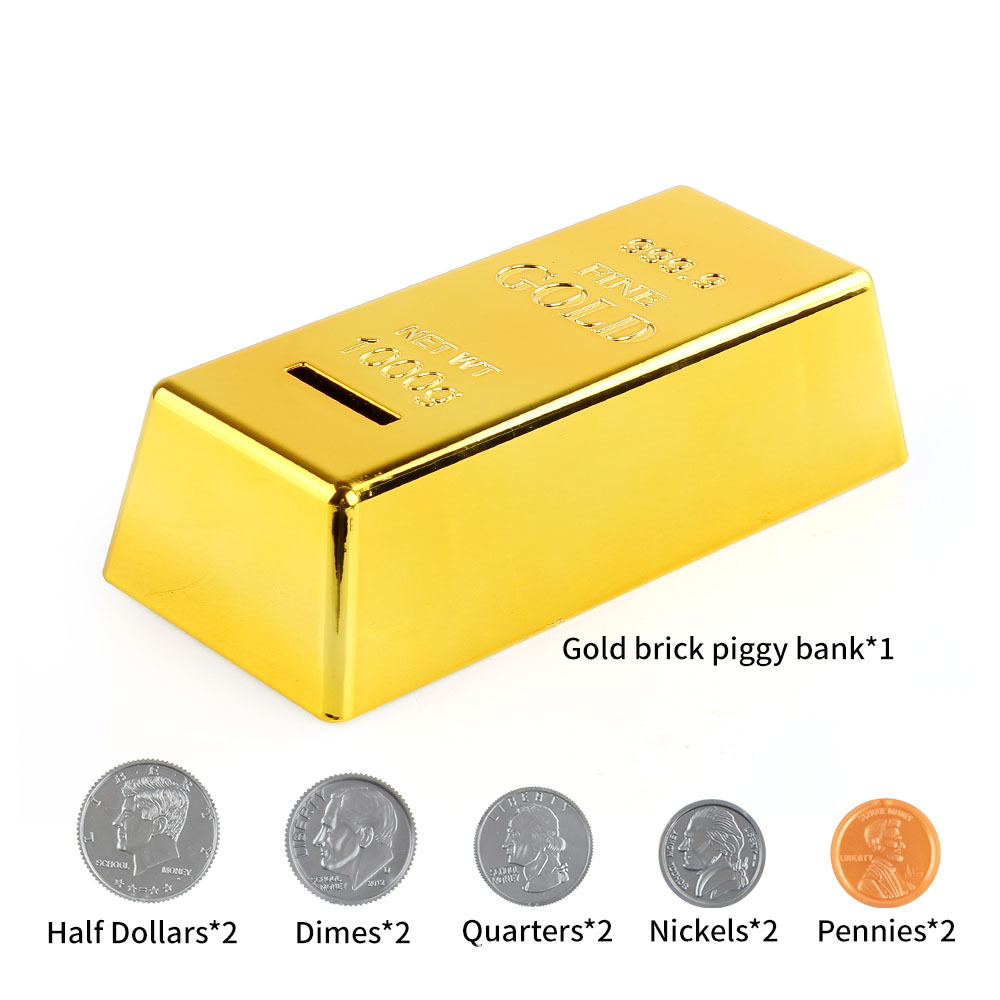Simulation Creative BRICS Gold Bars Children's Piggy Bank pvc Gift Boxes Plastic Decorative Ornaments Gifts