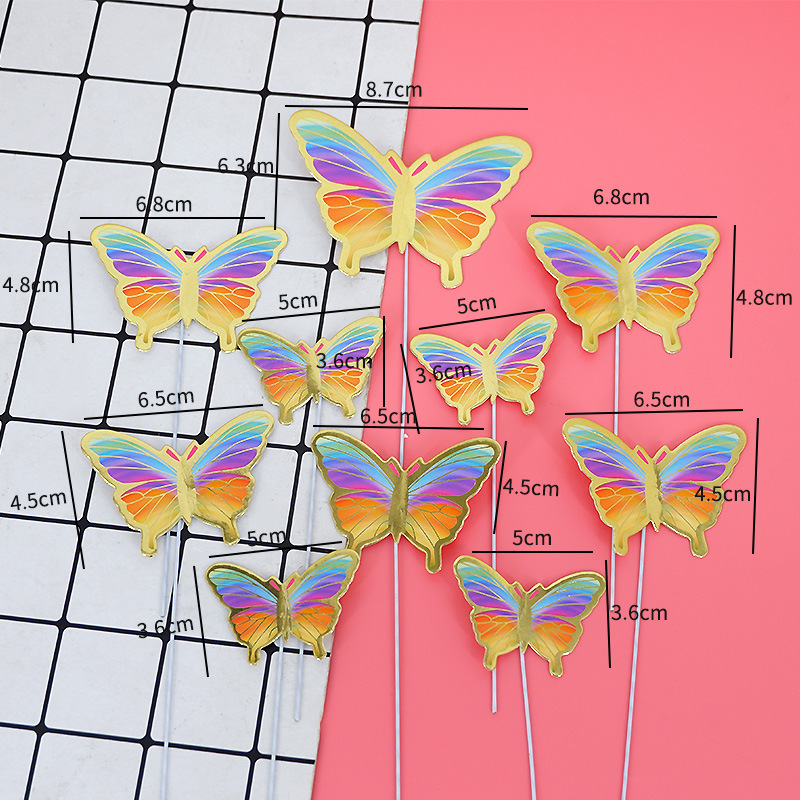 Baking cake decoration creative pink butterfly magic ball plug-in cake card insertion birthday party dress-up supplies