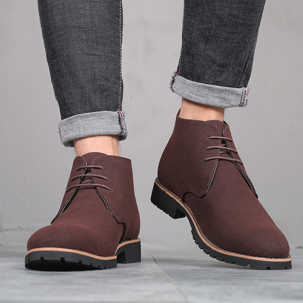 New Autumn Men's Pointed Toe Casual Men's Leather Boots Front Lace-up Martin Boots Cross-border Large Size Men's Shoes Fashion Foreign Trade Shoes