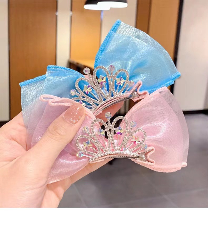 Children's Hair Accessories Princess Korean Crown Headwear Little Girl's New Year Hairpin Red Three-dimensional Bow Hairpin_voghion.com