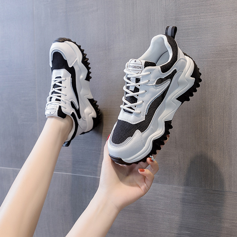 2022 Internet Celebrity Explosions Genuine Leather Women's Shoes New Style Platform Thick Bottom Height Increasing Sports Casual Shoes Torre Shoes Women's Single Shoes