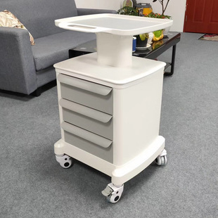 Clinic Dental Tool Cart, Medical Mobile Cart, Storage Rack with Drawer, Non-slip Mat with Socket, Grids