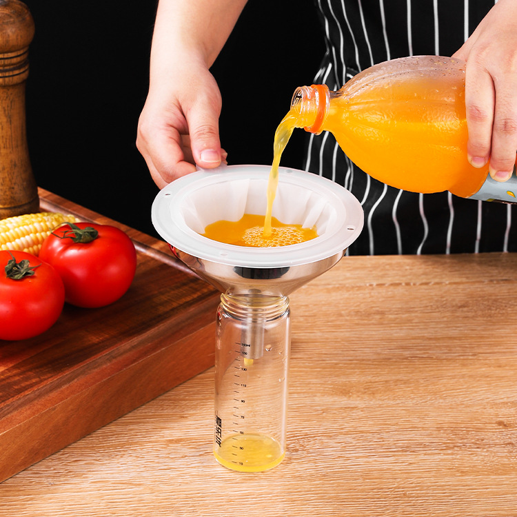 304 Funnel Stainless Steel Wine Oil Funnel Oil Leakage with Mesh Filter Kitchen Household Filter Residue Large Small Oil Funnel