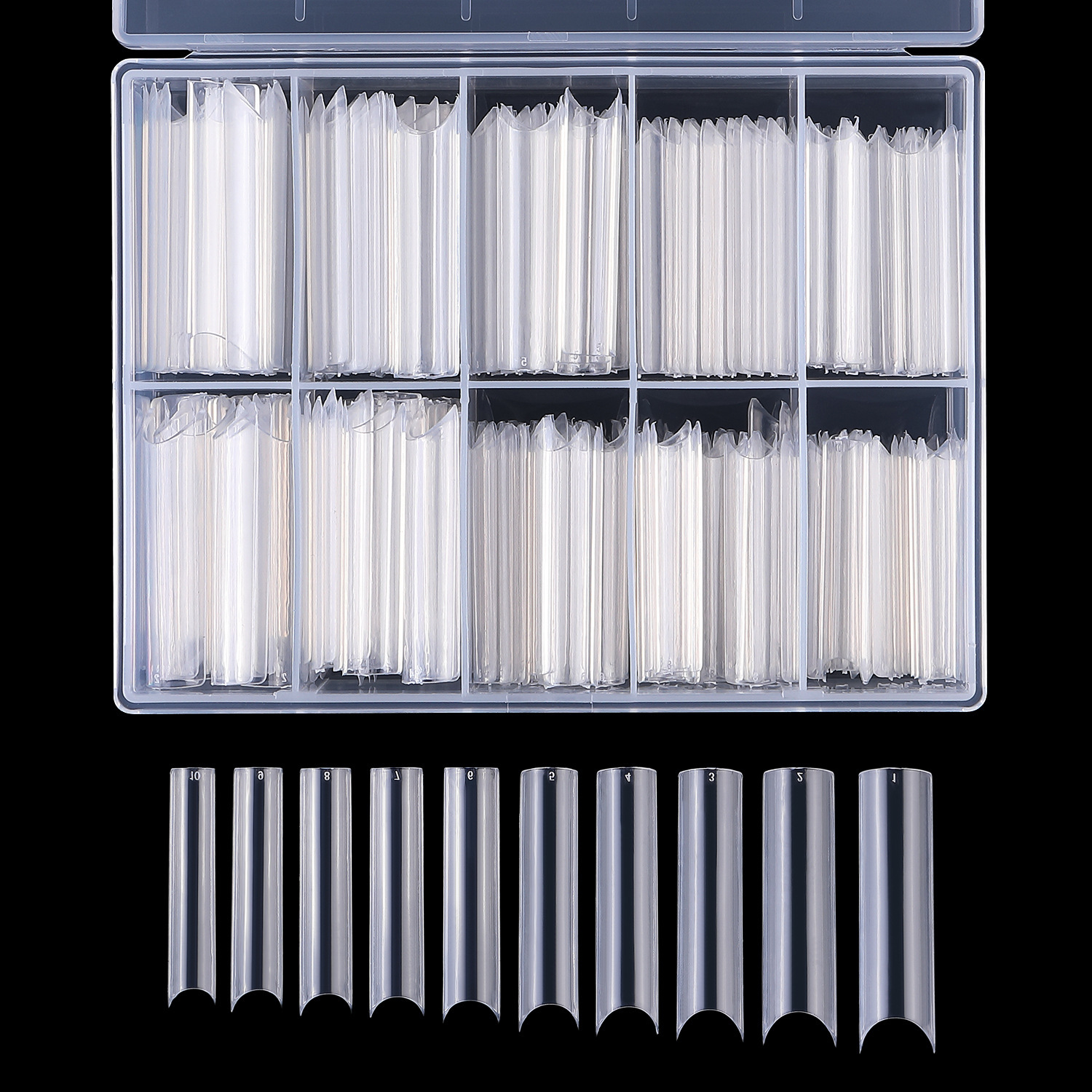 Nail art cylinder false nail nail sticker lengthened water pipe 100,200,500 transparent natural long bamboo nail
