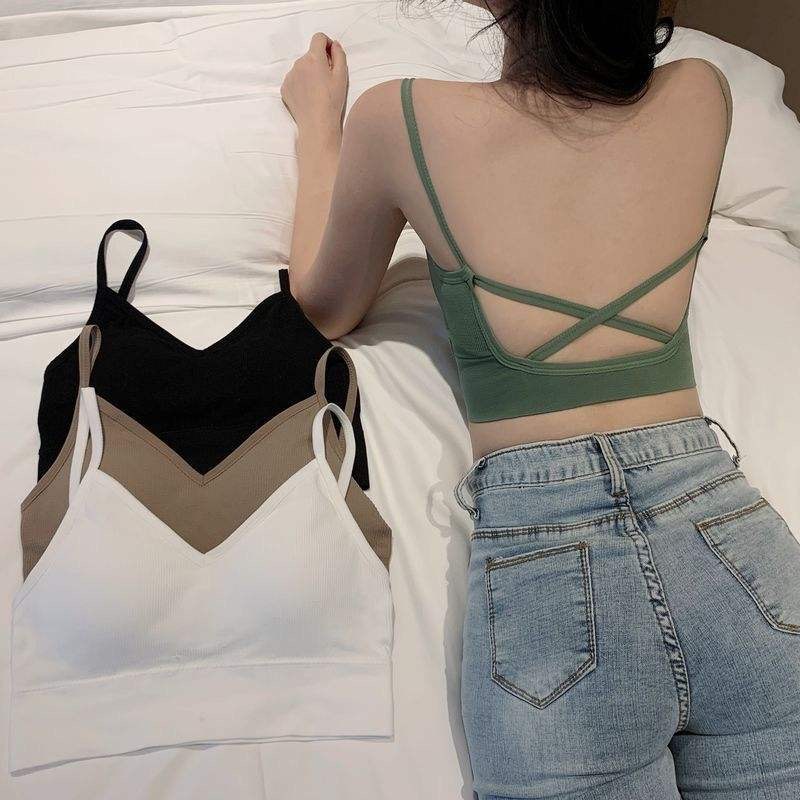Explosive Large u-Cross Beauty Back Seamless Sling Threaded u-Shaped Chest Wrap Women's Anti-walking Outer Wear Base Vest Underwear Women's Underwear