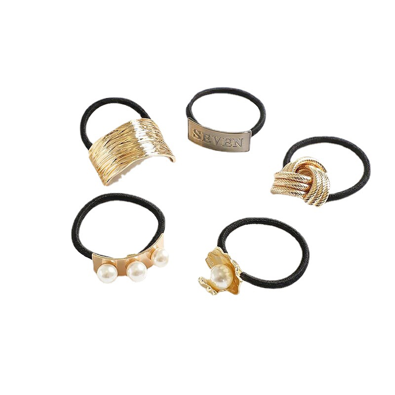 Cold Style Metal Rubber Tendon Women's Hair Tie Ring Mori Style Headline Female Simple Korean Style Headwear Cyber Popular Headline_voghion.com