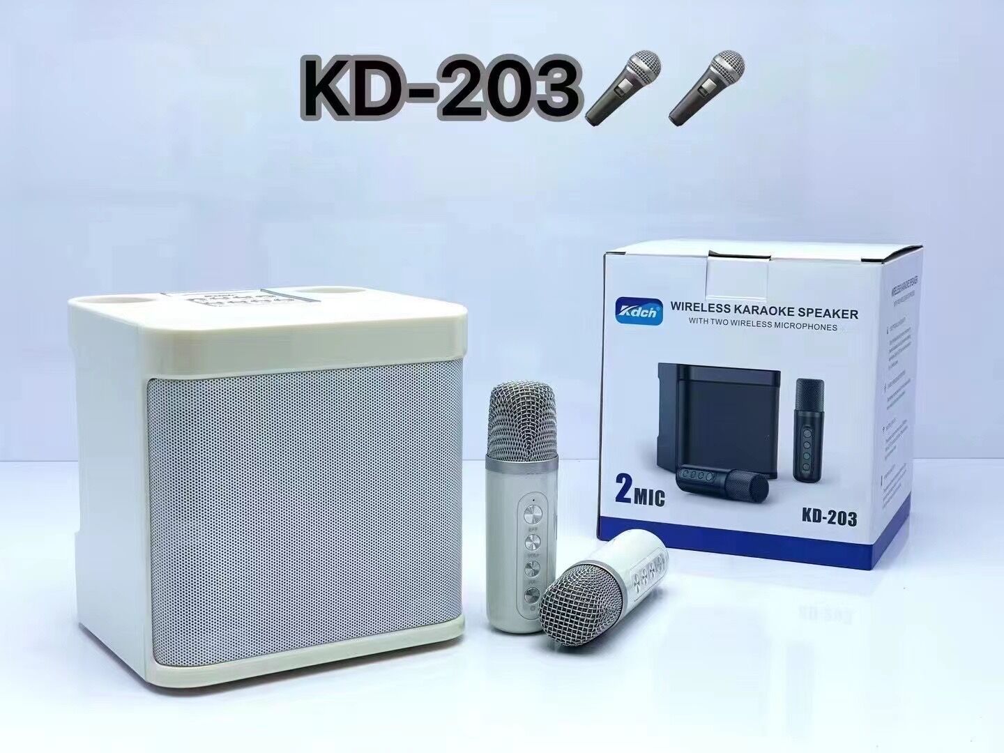 KD203 Hot Selling Karaoke Set Karaoke Audio Wireless Bluetooth Dual Microphone Speaker Microphone All-in-One Machine