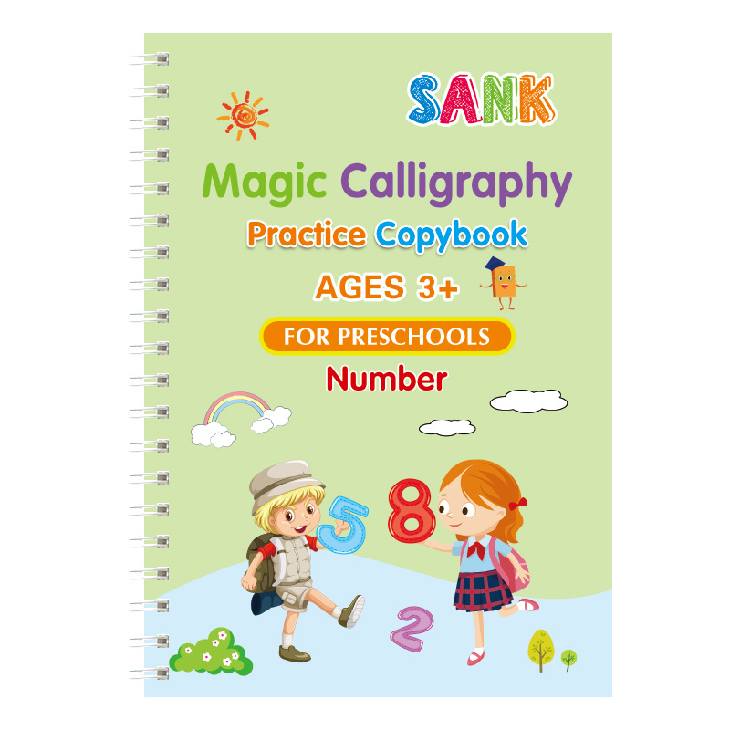 Foreign Trade Cross-border Factory Sell English Version Children's Groove Copybook Preschool Hard Pen Magic Full English Writing Post Board for Students