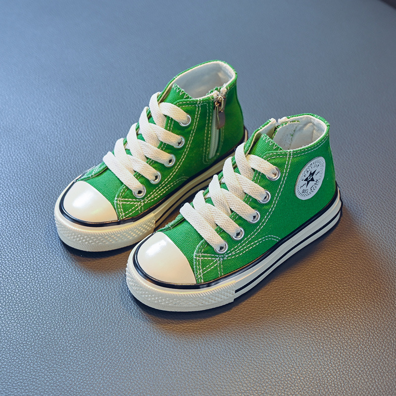 Spring 2024 New Children's High-top Canvas Shoes for Men and Women Small and Medium-sized Children's Korean-style Sneakers for Students Parent-child Lovers Shoes
