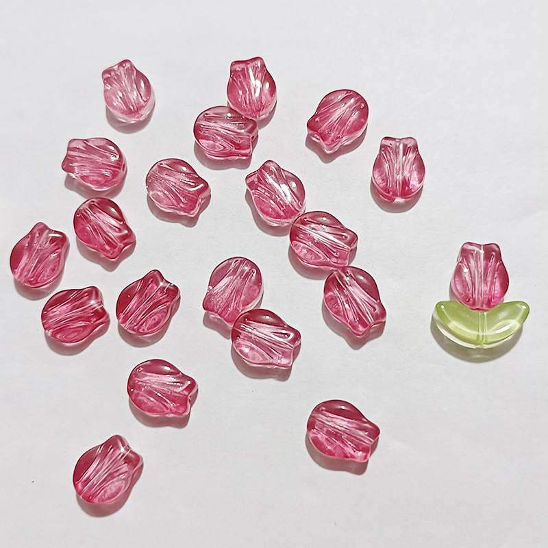 Tulip big flower beads Hanfu headdress accessories DIY hairpin accessories Czech glass jewelry accessories