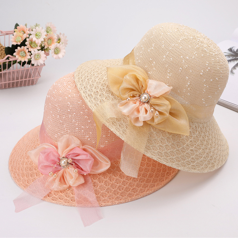 新しい女性ファッション夏の日よけ帽子海辺のビーチ紫外線防止麦わら帽子折り畳み式日焼け止め日よけ帽子|undefined