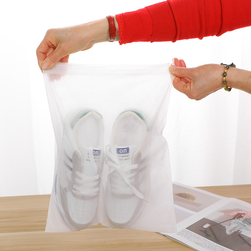 Non-woven Dustproof Bag Transparent Dirty-isolated Drawstring Storage Bag Travel Clothes Shoes Bundle Pocket Breathable Storage Bag