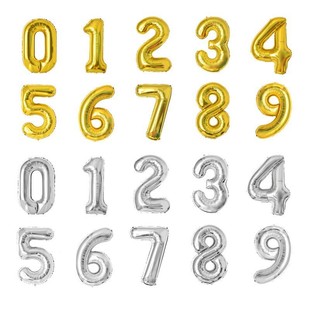 16-inch digital balloon American version thin body decoration birthday party layout Golden Silver digital aluminum film balloon