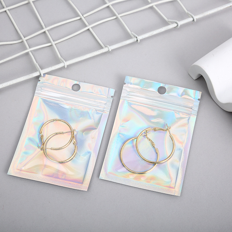 Laser color self-sealing bag jewelry cosmetic packaging Bag Magic color plastic sealed bag nail art packaging bag wholesale