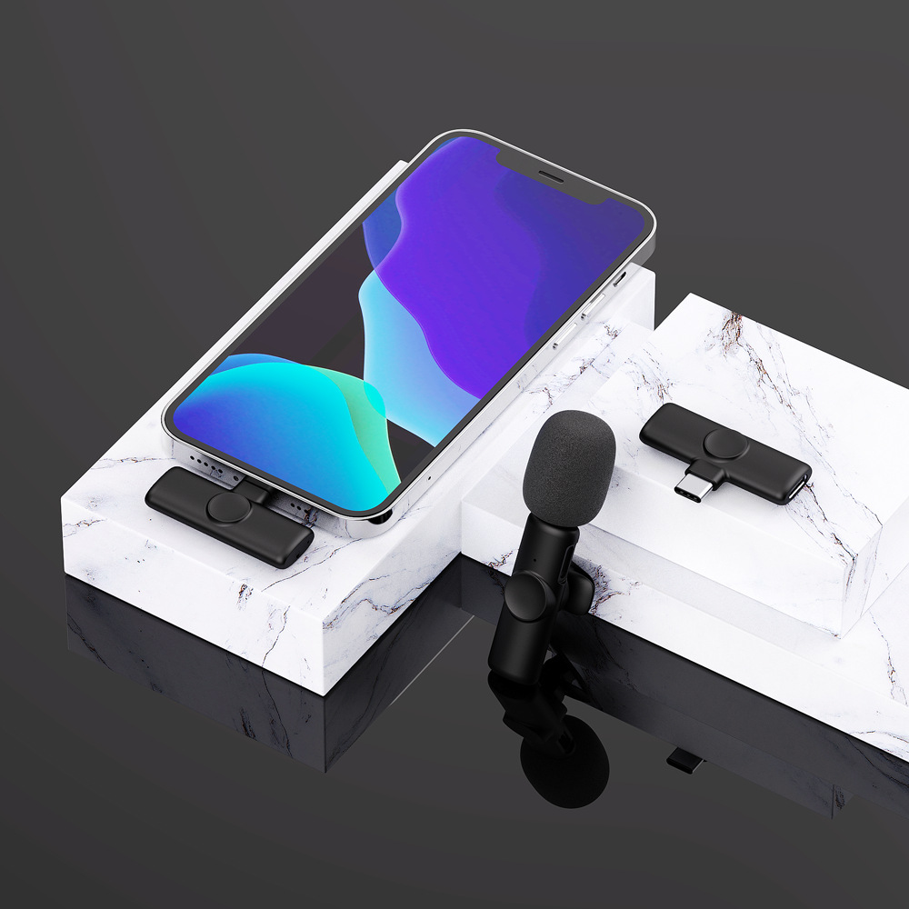 Wireless collar clip microphone K2 one drag two noise reduction 2.4G mobile phone live chattering outdoor microphone factory outlet