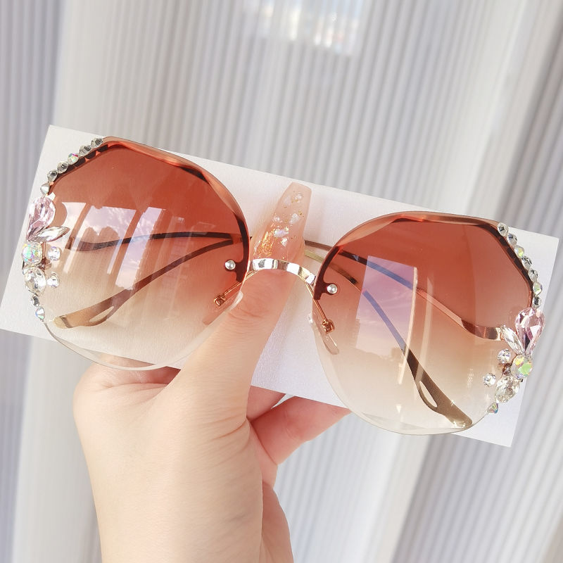 2022 New Cross-border Fashion Rhinestone Sunglasses Women Slim Sunglasses Trendy Sunscreen UV Protection Korean Style Glasses