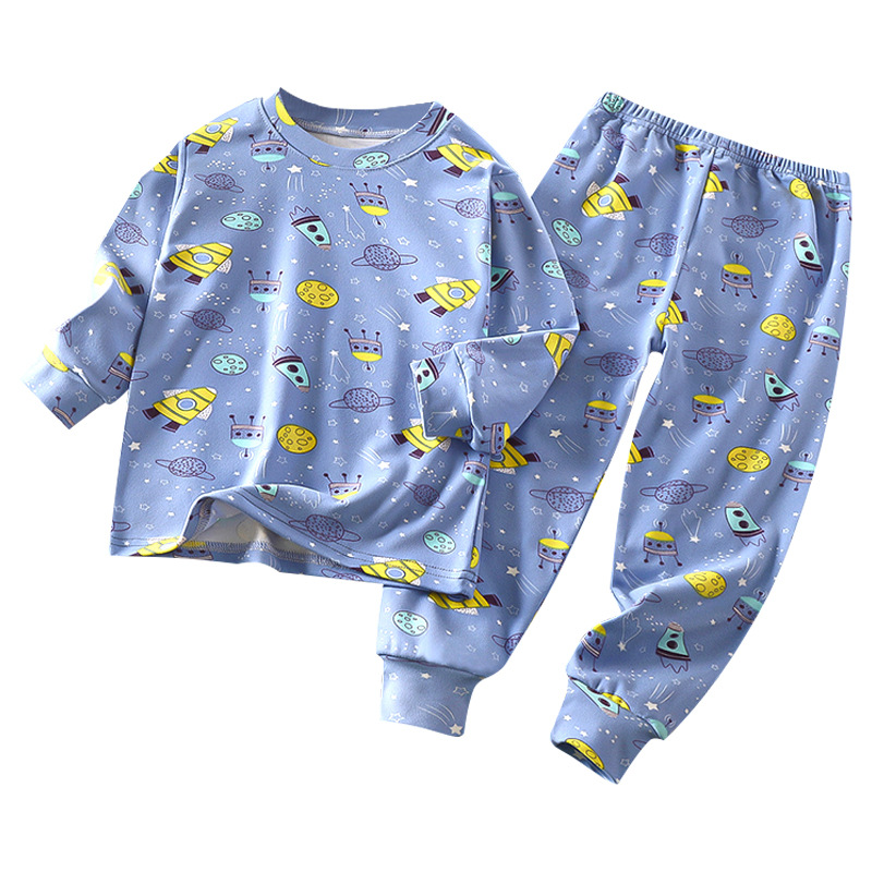 Children's De velvet long johns boys' warm homewear girls' underwear suit medium and large children's clothing wholesale