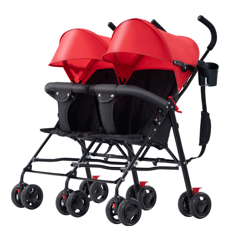 Twin Baby Stroller Ultra-light Two-person Folding Umbrella Stroller Two-child Stroller Large and Small Baby Dragon and Phoenix Trolley