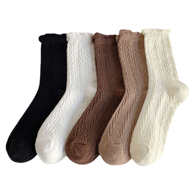 Mary Jane thickened socks children spring and autumn and winter stockings lace twist pile stockings pure white cotton socks wholesale