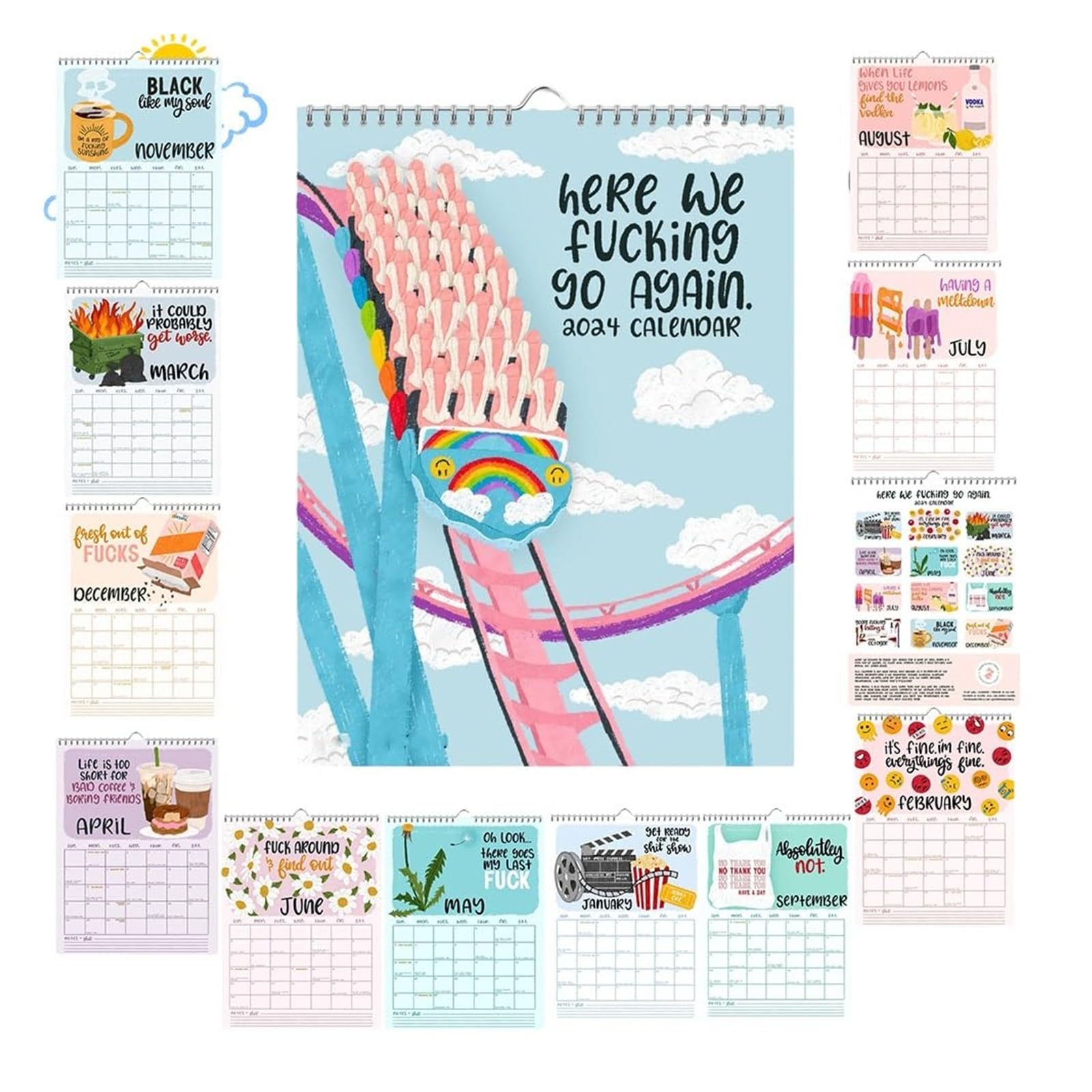 Cross-border innovation 2024 funny hanging calendar prank trash talk calendar funny calendar for friends