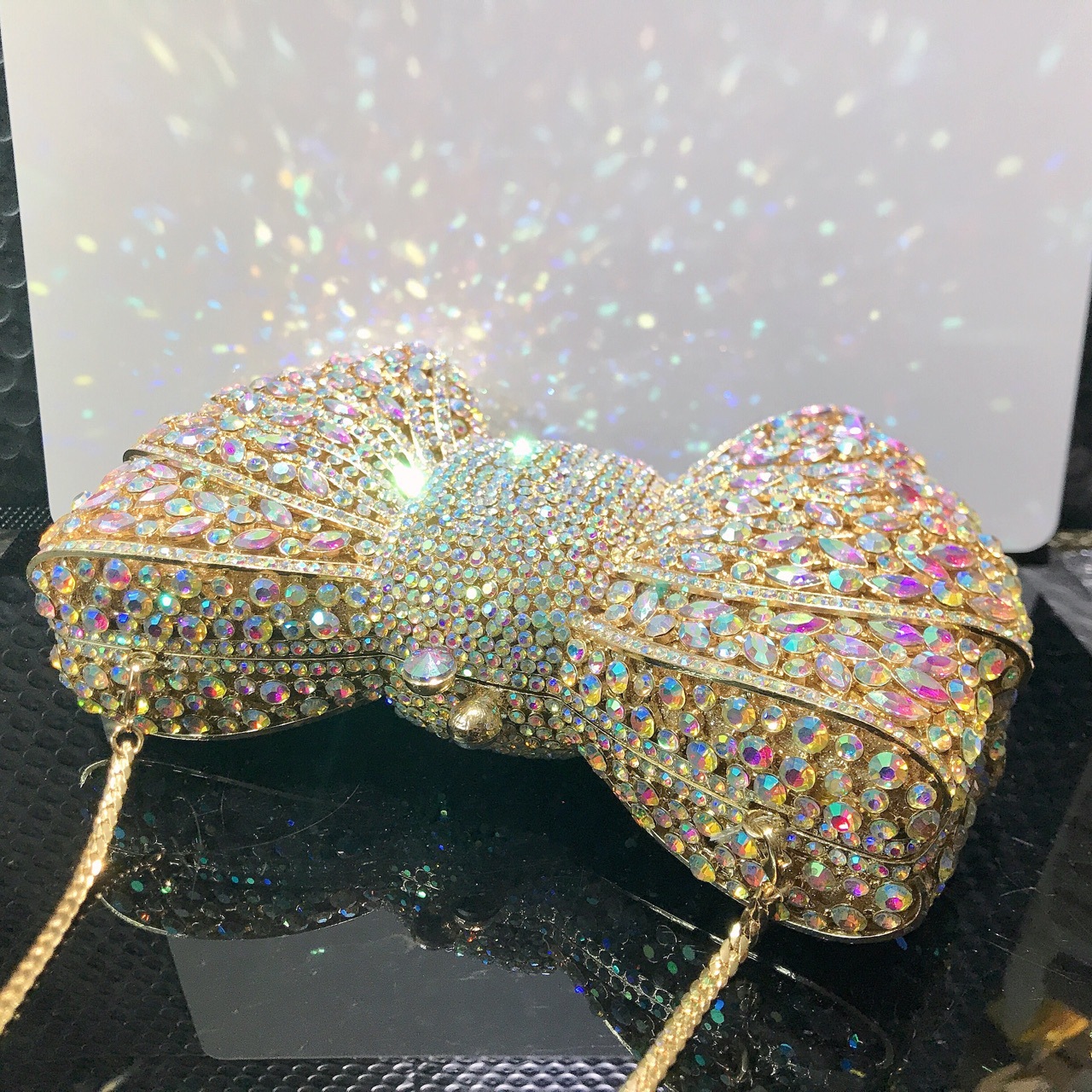 Bow Diamond Evening Bag European and American Banquet Dress Rhinestone Hand Bag New Bow Clutch Purse