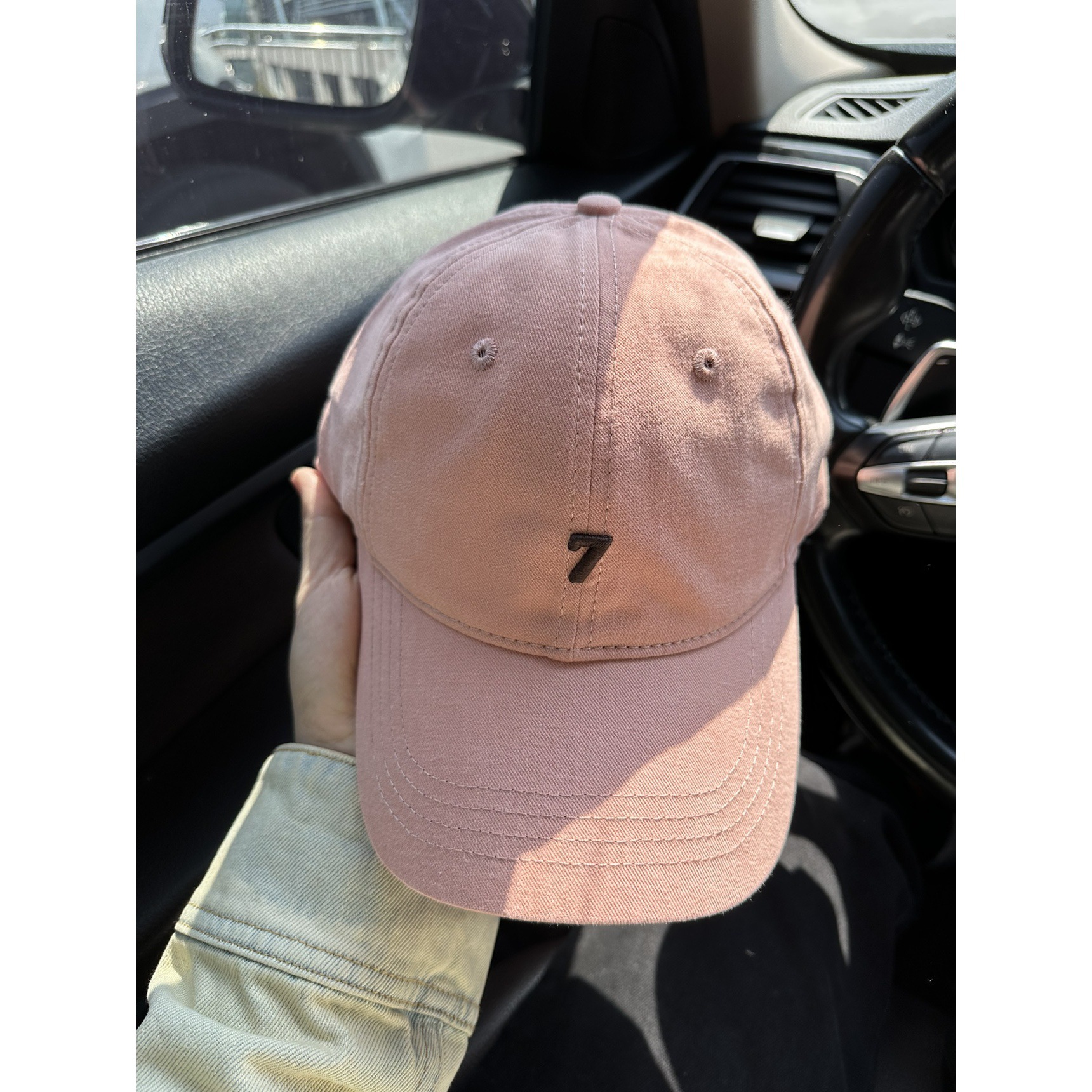 [Zhirou] 2023 New embroidered 7 baseball hat men's and women's wide brim high top face-looking small peaked cap