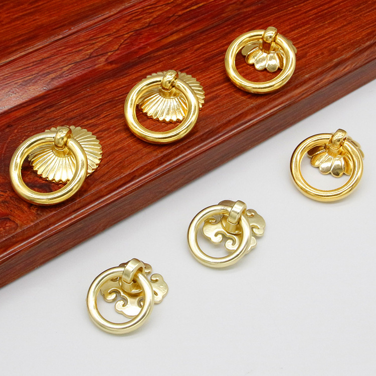 Ring Handle Pull Ring Door Ring European Antique Golden Cabinet Door Cabinet Handle Wardrobe Drawer Cabinet American Vintage