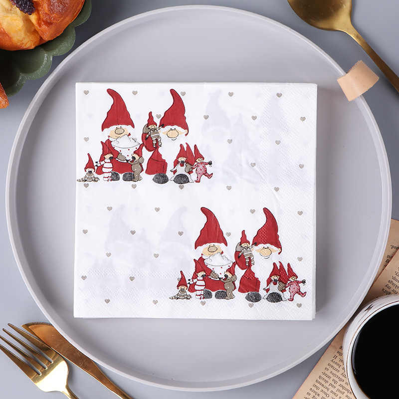 Christmas Snowman factory in stock flower napkin tissue Western restaurant baking workshop applicable facial tissue wholesale