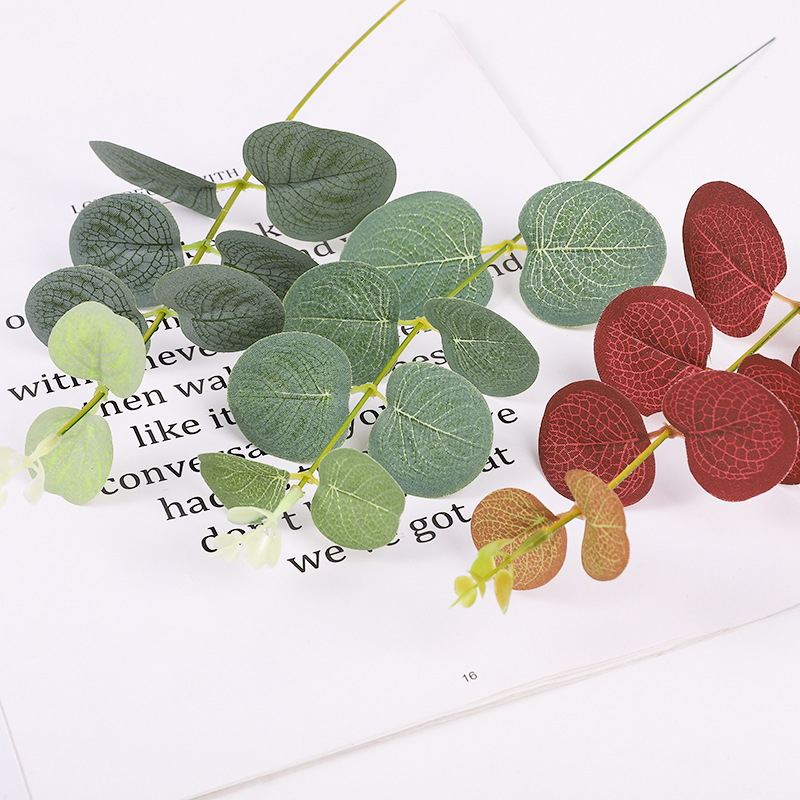 Cross-border special for green plants wedding flower arrangement with decorative fake flowers single money leaf eucalyptus leaf simulation plant