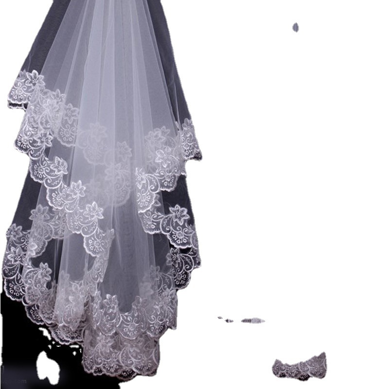 Veil wholesale wedding dress accessories bridal wedding etiquette headdress 1.5 m lace white veil manufacturer
