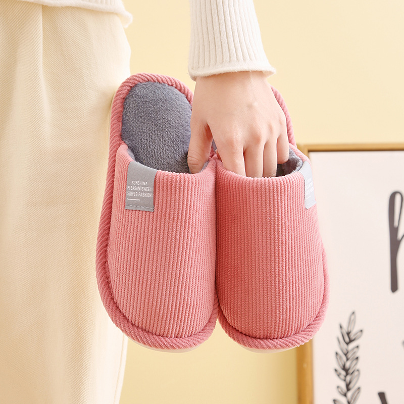 2024 cloth standard floor drag corduroy non-slip home shoes a generation of in stock warm toe couple cotton slippers