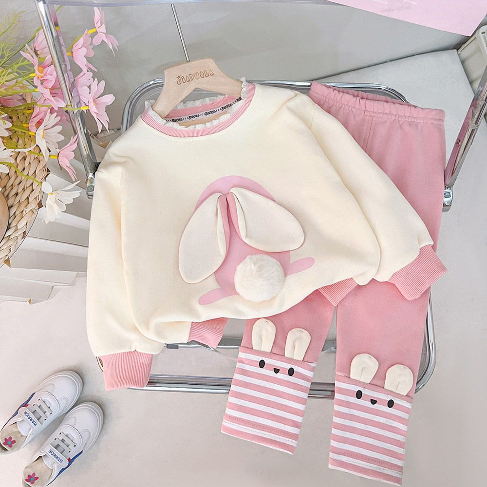 Girls' cute rabbit sweater trousers suit autumn new small and medium children's clothing children's baby sweet suit 2448