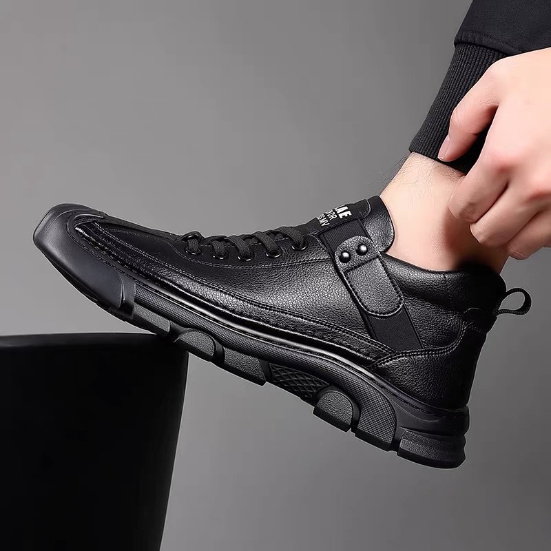 2023 autumn and winter new men's casual leather shoes high-top shoes men's handmade online retro trendy overalls boots men 6605