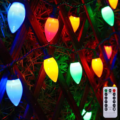 Amazon led strawberry light color with hook pointed light string glossy C6C7C9 colored lights Christmas decorative lights