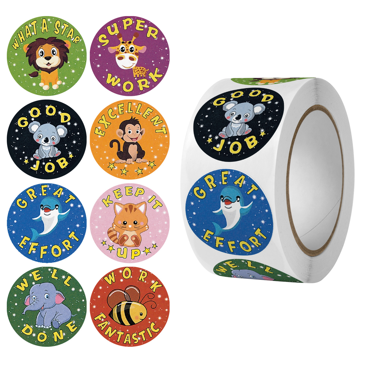 English Teachers Reward Children's Stickers to Encourage Learning English Labels to Pack Emoji Toys Smiley Face Seals