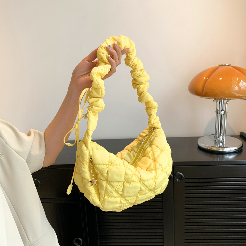 Cloud pleated bag for women 2023 new style personalized embroidered shoulder bag casual fashion dumpling shoulder handbag for women