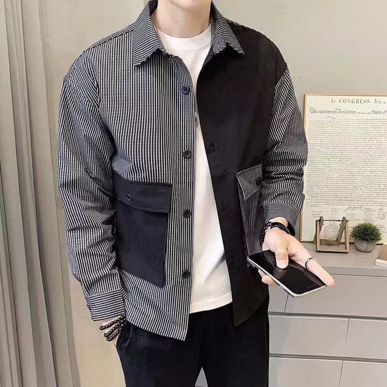 長袖格子襯衫男士秋裝2022新款潮流帥氣春秋季襯衣休閒男裝上衣服