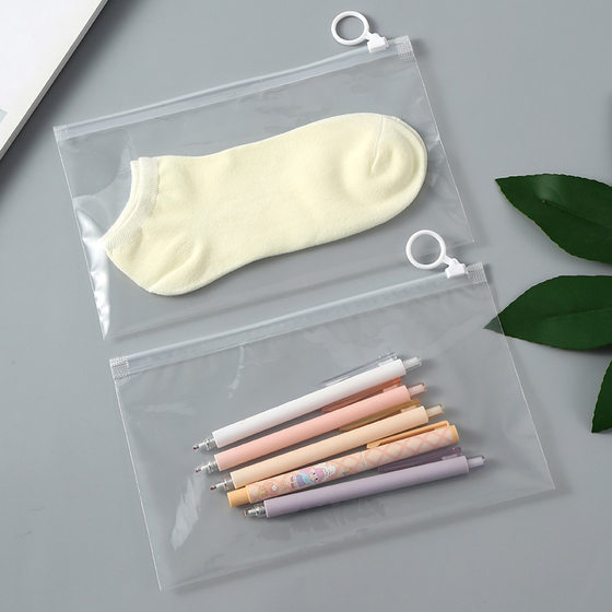 New PE transparent pull ring bag socks clothing bag office pencil bag waterproof storage bag source factory wholesale