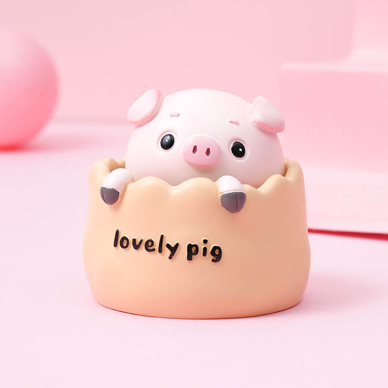 Car supplies cute piggy shake head resin doll car ornaments center console car interior decorations gifts