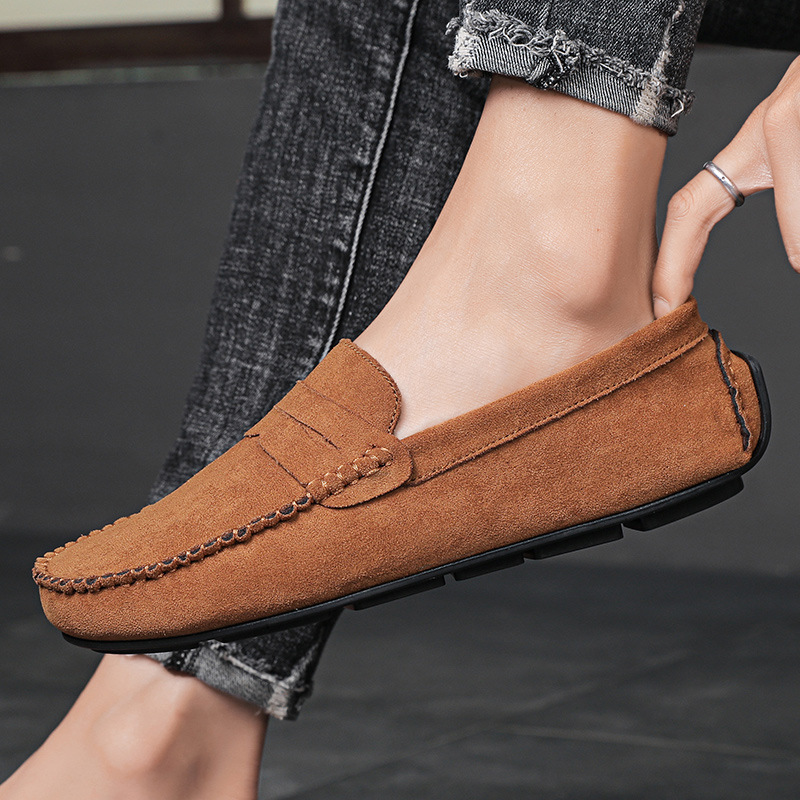 2021 spring round head solid color spot gray flat heel low viscose shoes daily trend Bean shoes