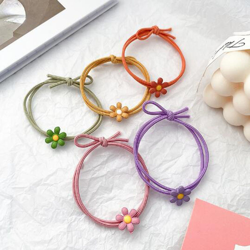 Daisy Hair Loop Korean Style Small Fresh Hair Rope Sweet Girl Candy Color Hair Accessories Hair Rope Women's Tie Rope Women's Hair Rope