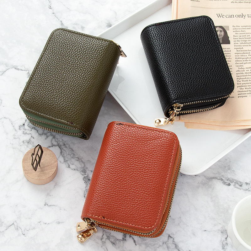 New 2024 Korean-style card holder for women, short, minimalist, single color, multi-card slot, large capacity, zipper student wallet for women