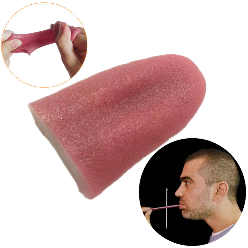 Steel needle tongue-piercing magic props Halloween Fool's Day whole body trick tongue toy fake tongue simulation tongue