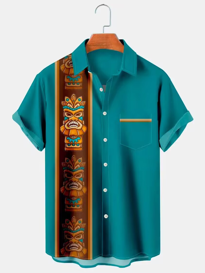 2023 Summer Men's Hawaiian Shirt Seaside Beach Vacation Short Sleeve Shirt Seaside Clothing Men