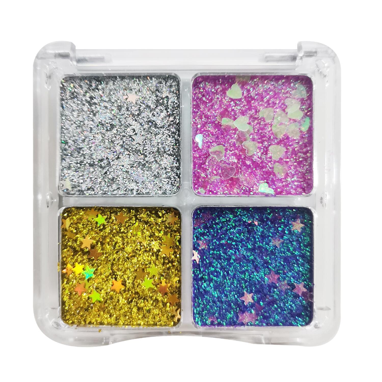 Four-color sequin eye shadow Super Flash children stage makeup show special makeup shiny gel glitter powder eye makeup patch