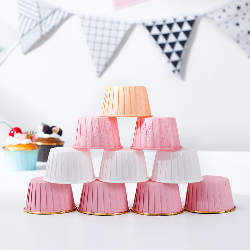 Solid Color Cupcake Paper Holder Disposable High Temperature Resistant Roll-up Baking Dessert Hat Cup Mold